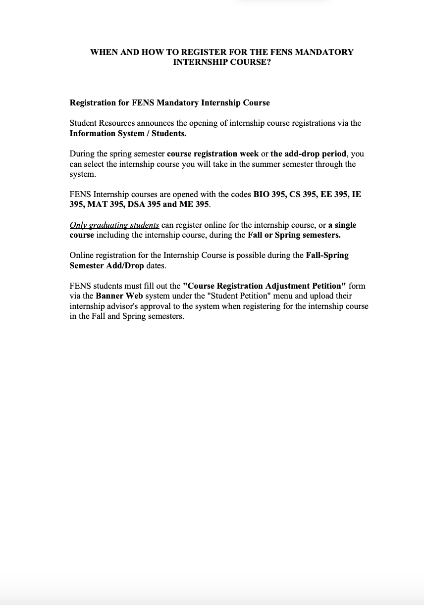 When and How to Register for the Mandatory Internship