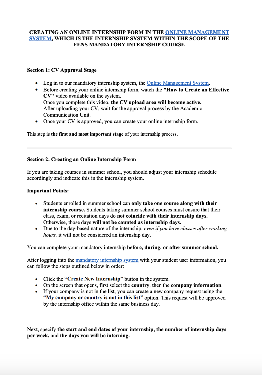 Creating an Online Internship Form (During The Summer School)