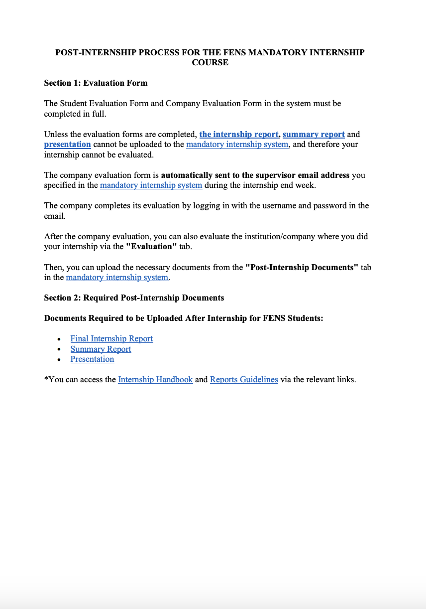 Post-Internship Process for the Mandatory Internship