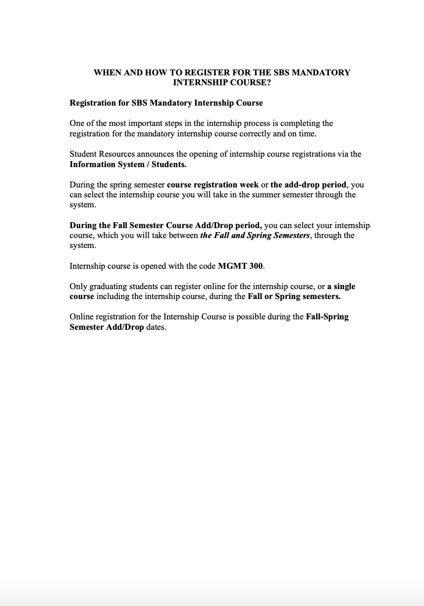 When and How to Register for the Mandatory Internship
