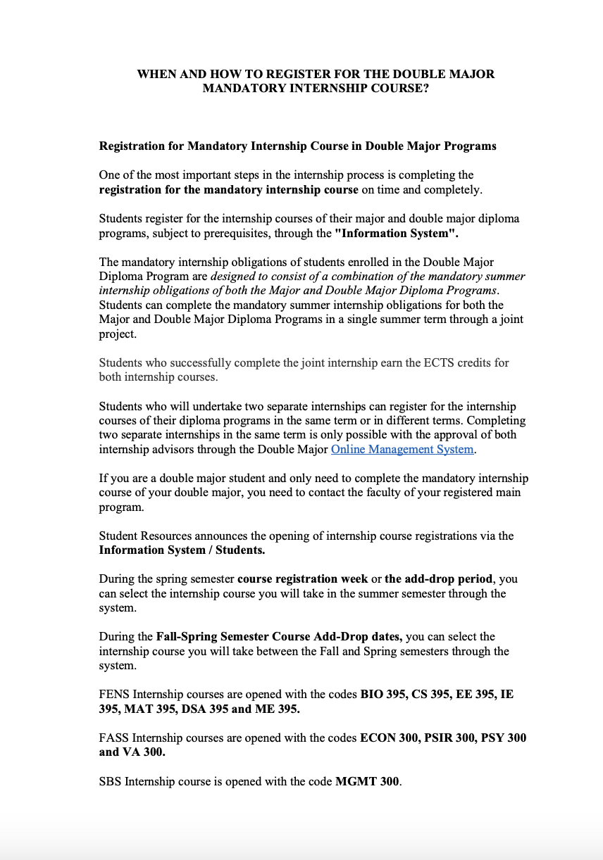 When and How to Register for the Mandatory Internship