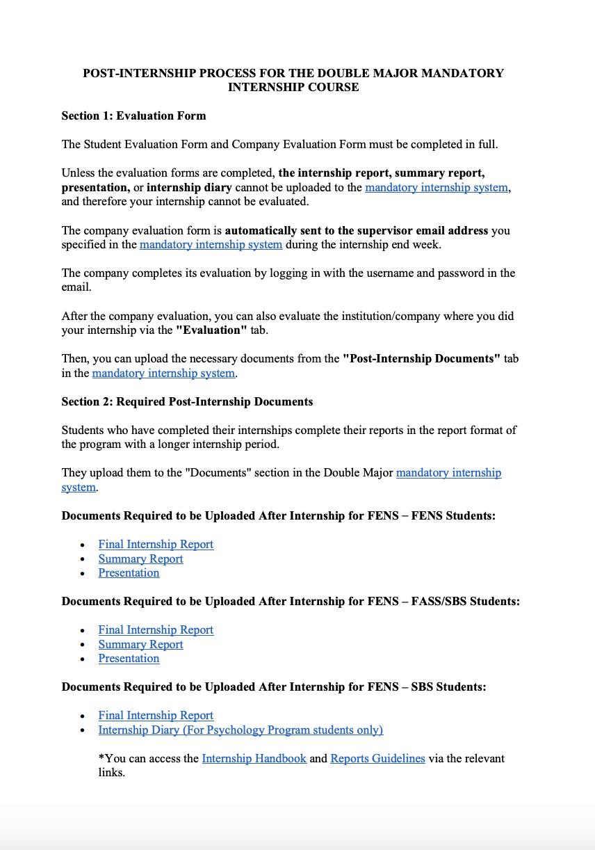 Post-Internship Process for the Mandatory Internship