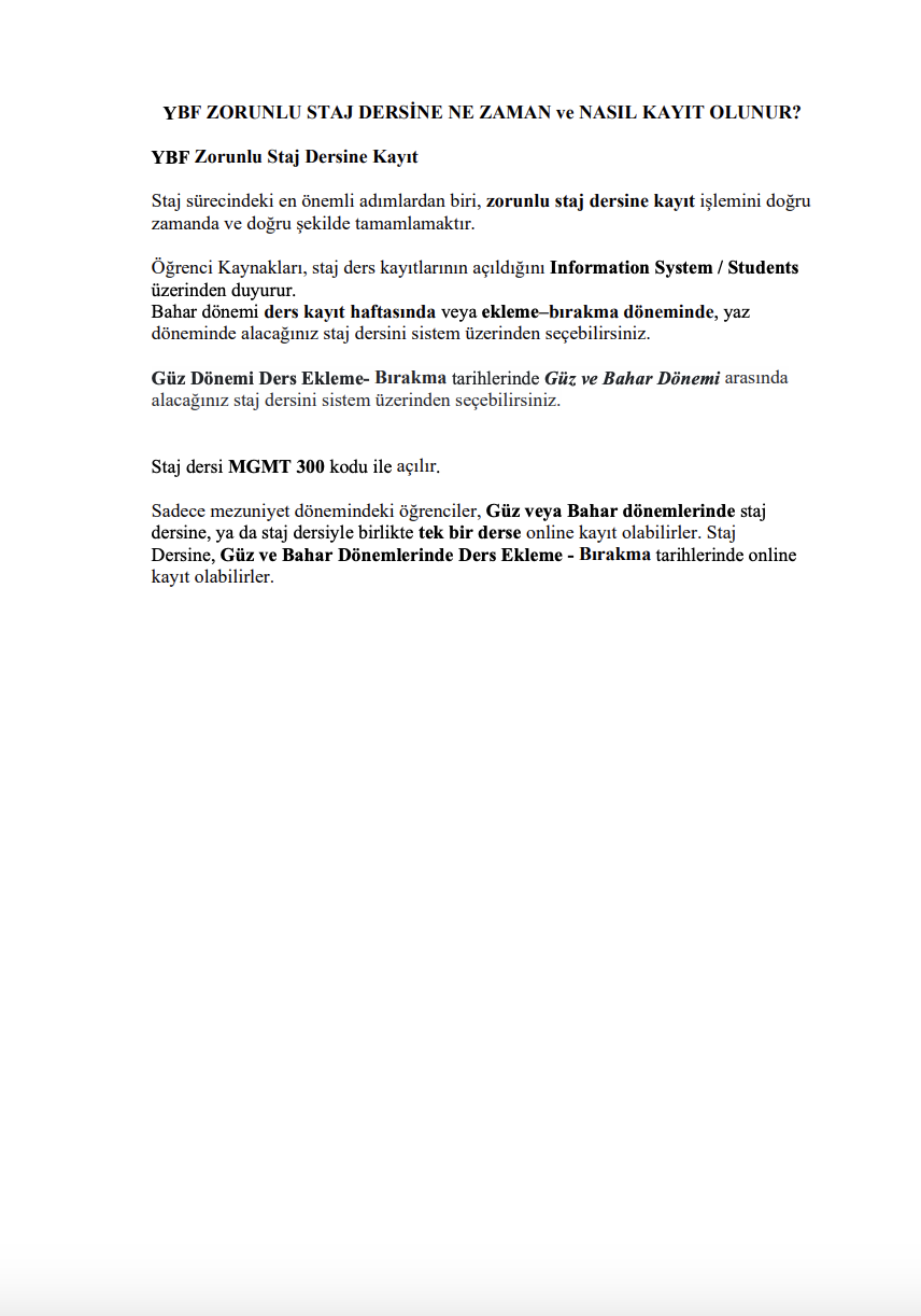 Zorunlu Staja Ne Zaman ve Nasıl Kayıt Olunur