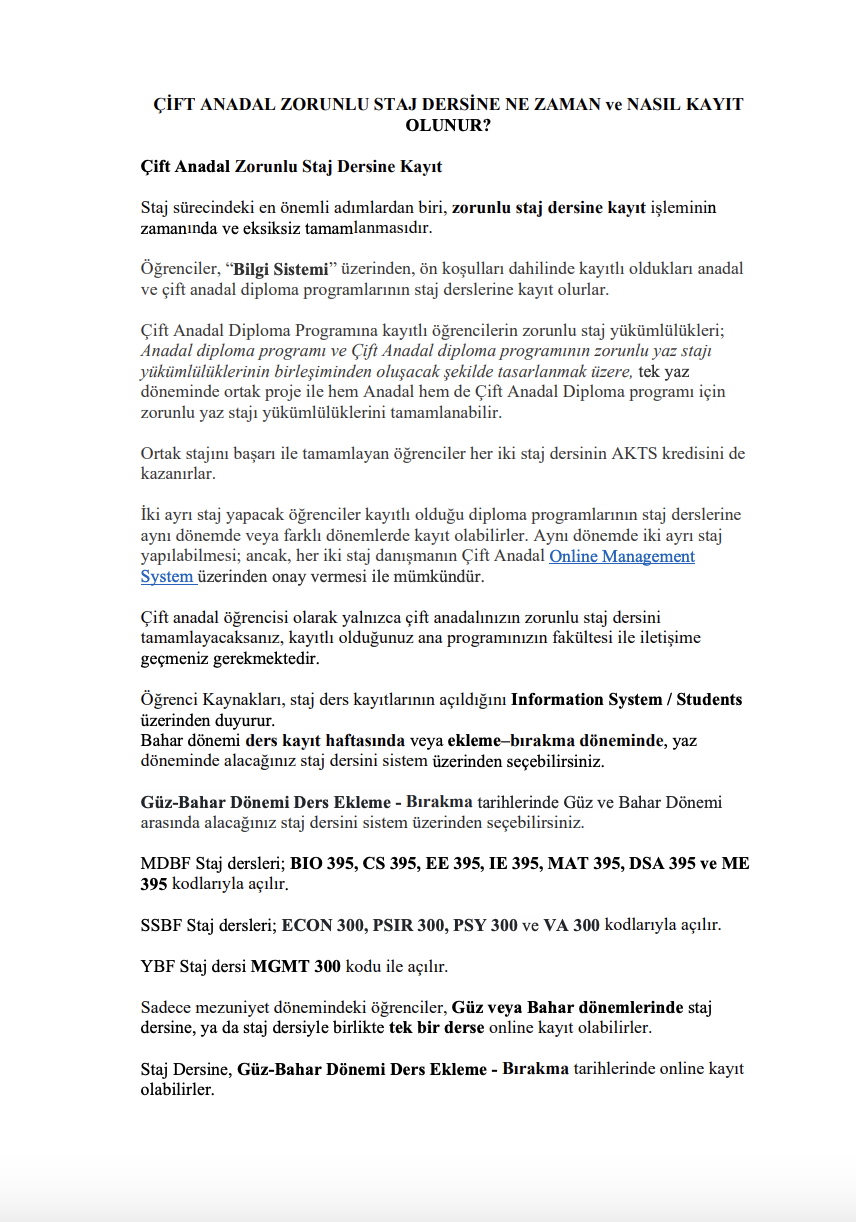 Zorunlu Staja Ne Zaman ve Nasıl Kayıt Olunur